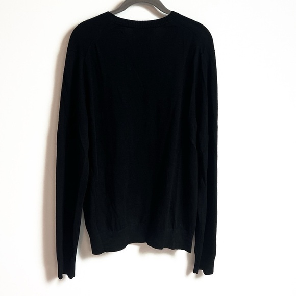 Banana Republic Men’s Black V Neck Sweater Merino Wool Knit Pullover Large - Picture 2 of 6
